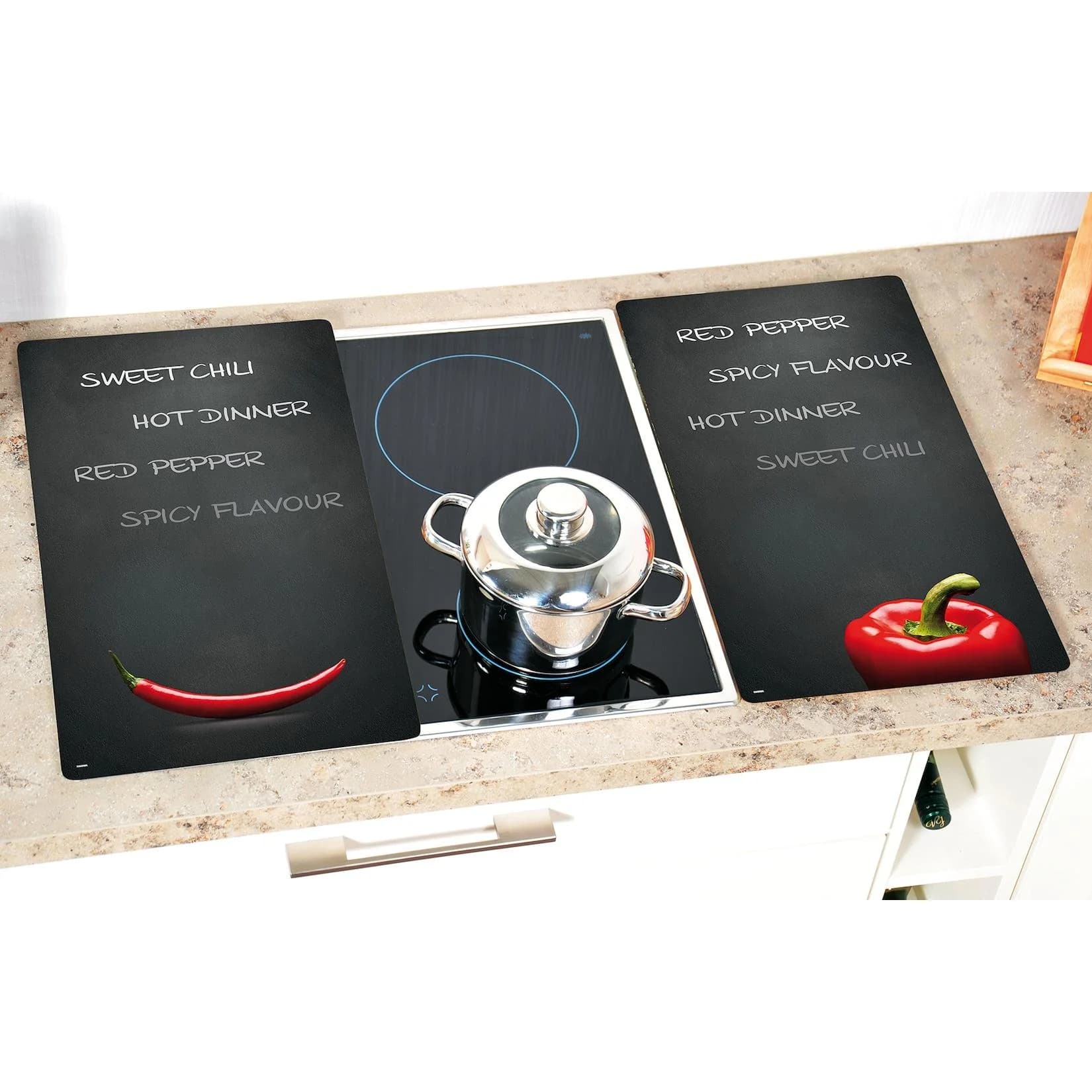 Kesper Schneide- und Abdeckplatte Paprika und Chili Schwarz/Rot ESG-Sicherheitsglas