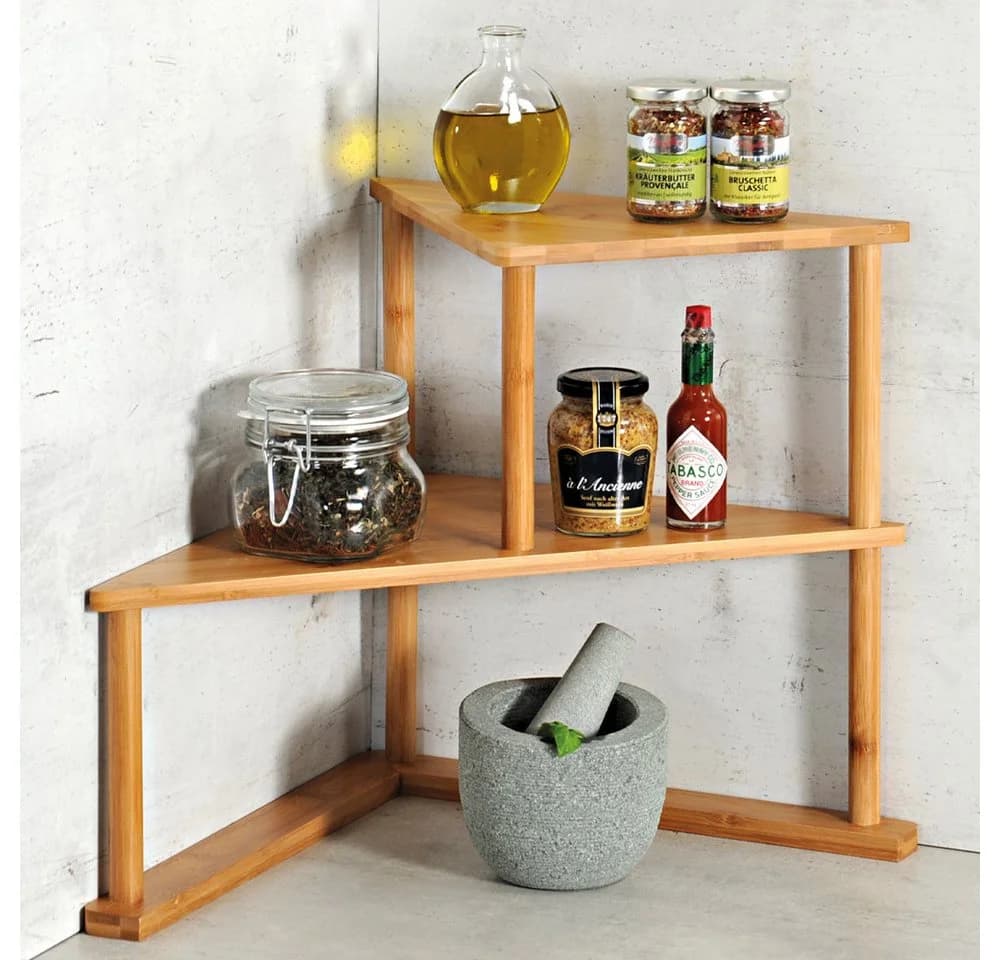 KESPER® Eckregal Küchen-Eck-Regal Bambus FSC 2 Ebenen