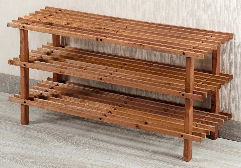 KESPER Schuhregal 3-stöckig Tannenholz dunkel FSC