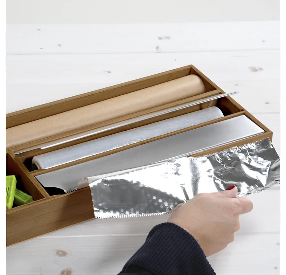 KESPER Folienspender Schubladen-Organizer Bambus Dunkelbraun