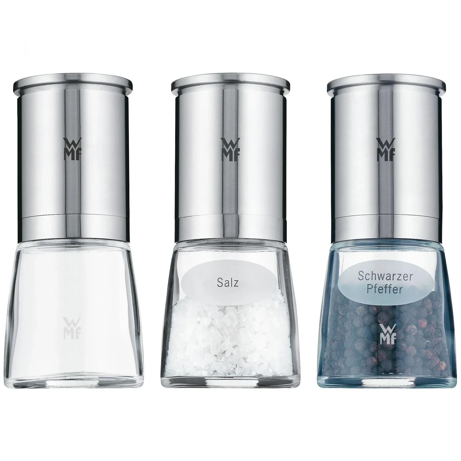 WMF De Luxe Gewürzmühlenset Silber/Transparent mit Keramikmahlwerk