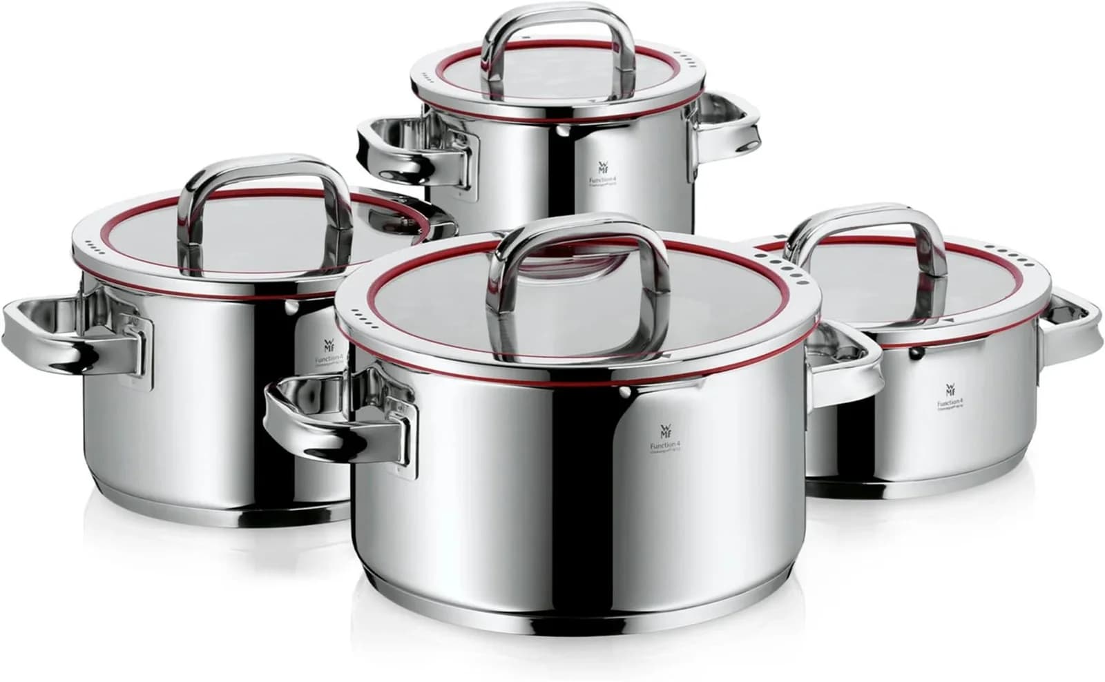 WMF Topf-Set Function 4 Induktion 4-tlg. Rot Edelstahl