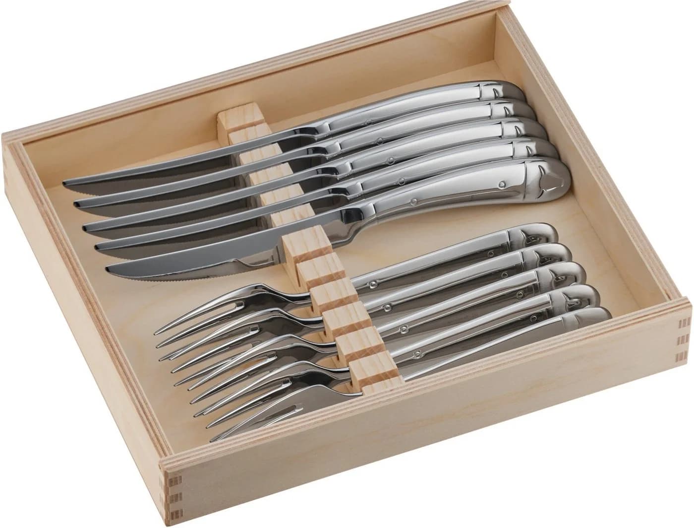 WMF Steakbesteck-Set 12-tlg. Cromargan 18/10 poliert mit Holzbox