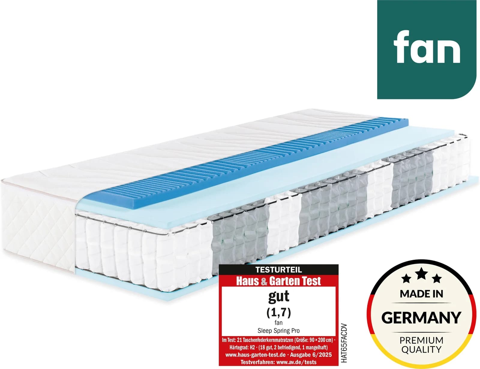 Frankenstolz Taschenfederkernmatratze FAN Sleep Spring Pro mit Thermogelauflage