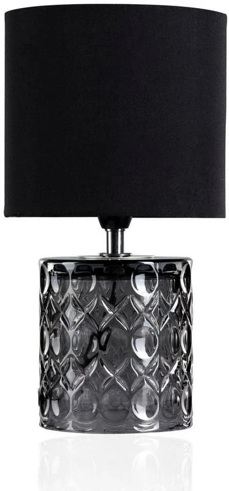 Pauleen Tischleuchte Crystal Glow Schwarz Grau Glas Stoff E14