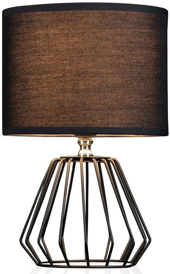 PAULEEN Tischleuchte Shiny Diamond Schwarz Stoffschirm E27