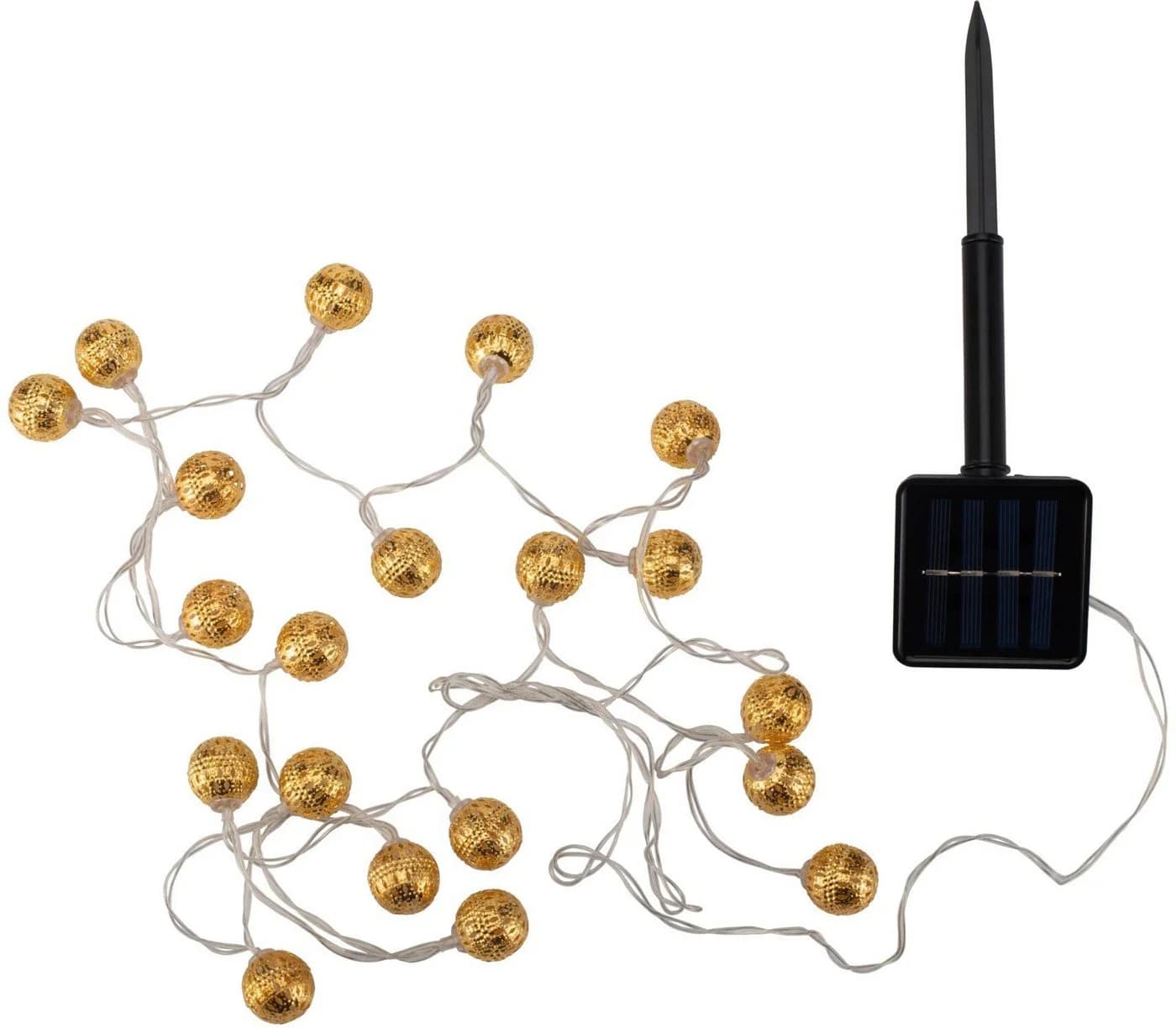 PAULEEN LED-Lichterkette Sunshine Glamour Gold Solar 20-flammig