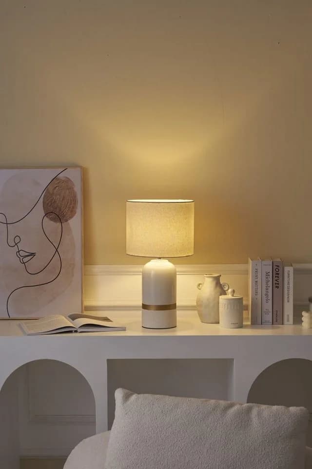 Pauleen Tischleuchte Glowing Soul Weiß/Beige Keramik/Stoff E14