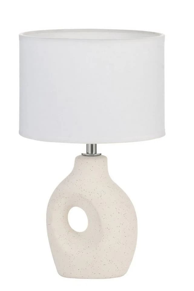 PAULEEN Tischleuchte Pure Crush Weiß/Beige Keramik Stoff E14