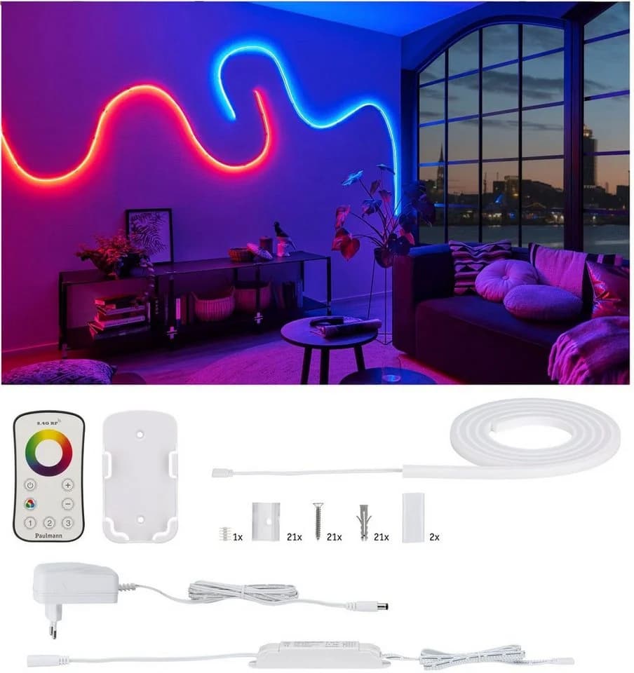 PAULMANN LED-Streifen MaxLED Flow RGB Weiß mit Fernbedienung