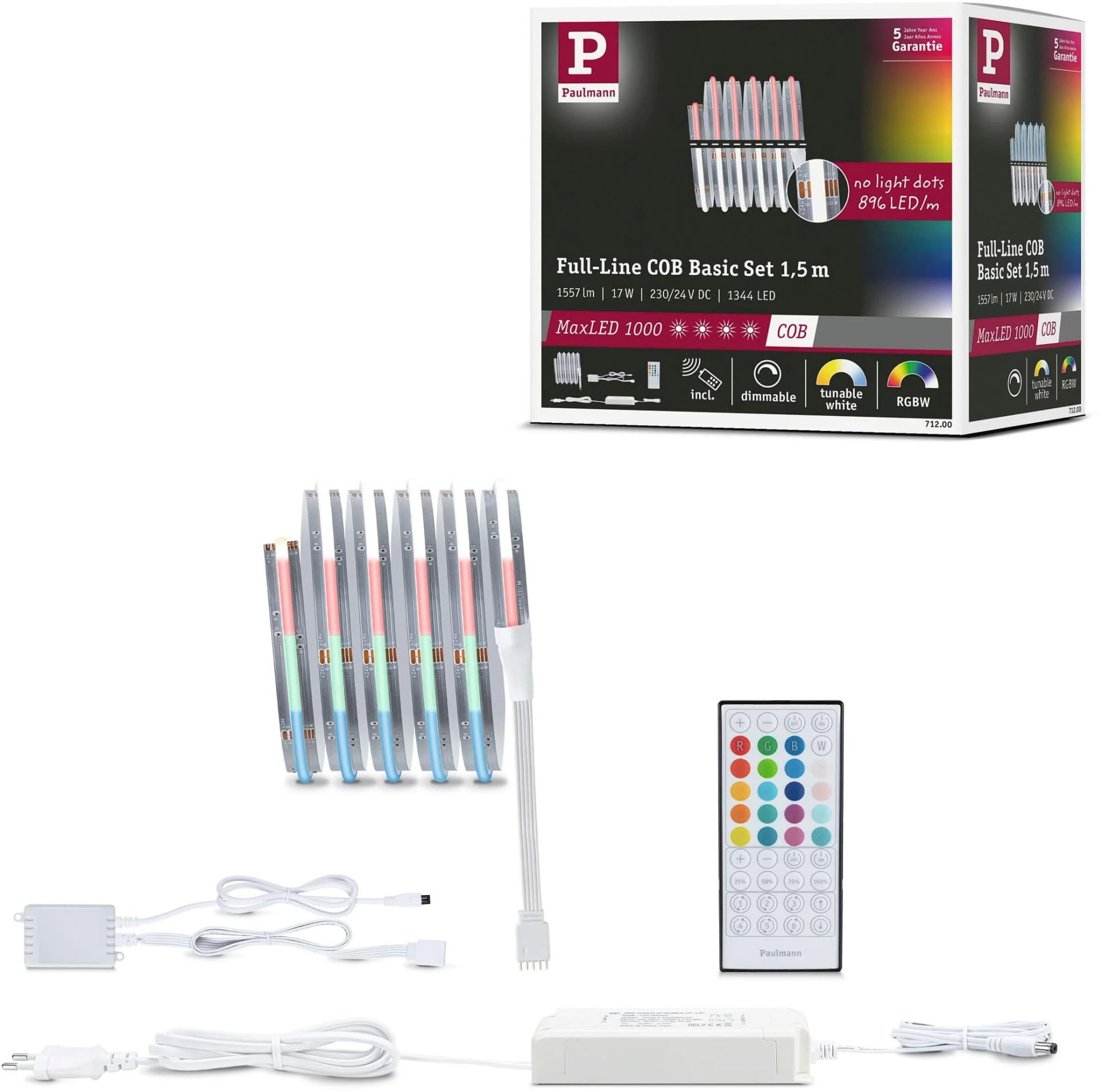 Paulmann LED-Streifen MaxLED 1000 COB Basisset Silber Fernbedienung