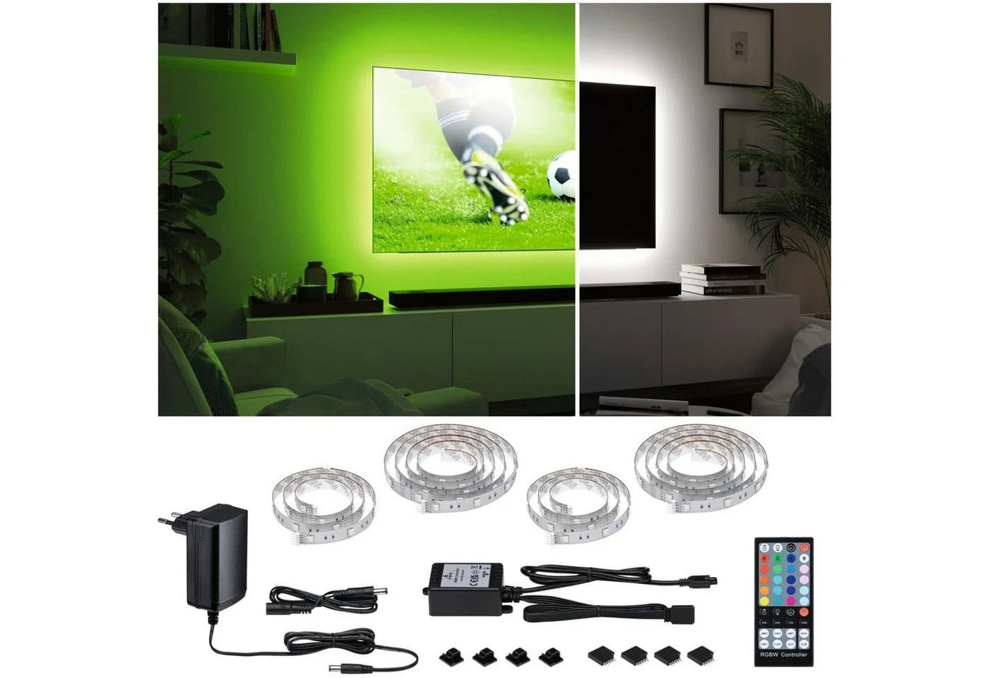 PAULMANN MaxLED 250 TV Comfort Basisset 55 Zoll RGBW LED-Streifen Silber