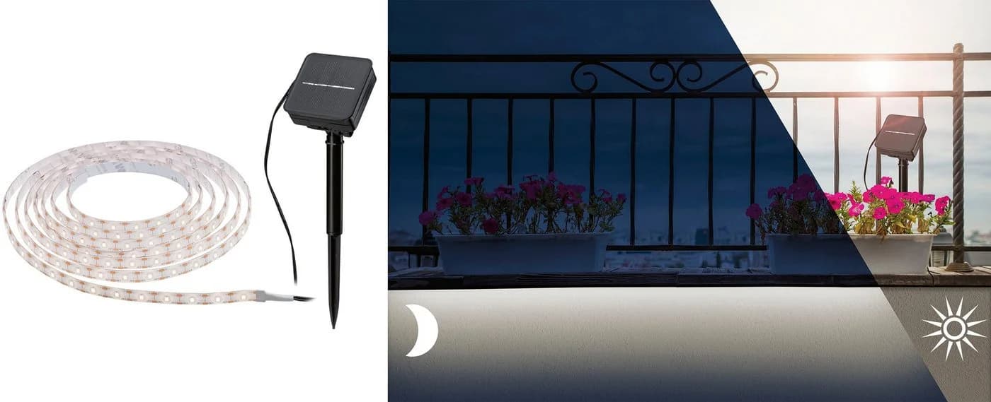 PAULMANN LED-Streifen Solar Schwarz IP44 mit Dämmerungssensor 3m