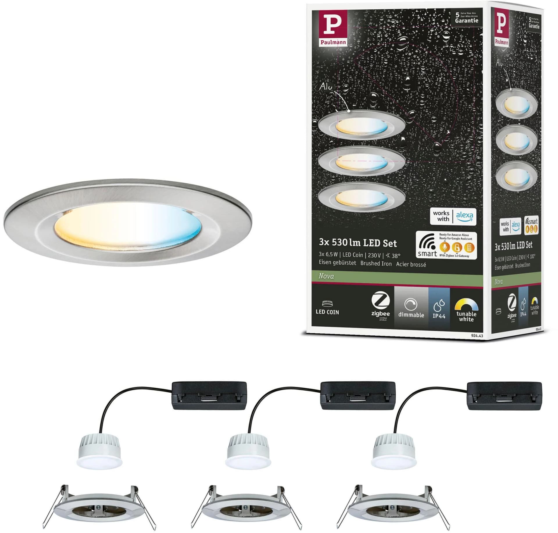 PAULMANN LED Einbauleuchte Nova Coin IP44 rund 7,8 cm Silber