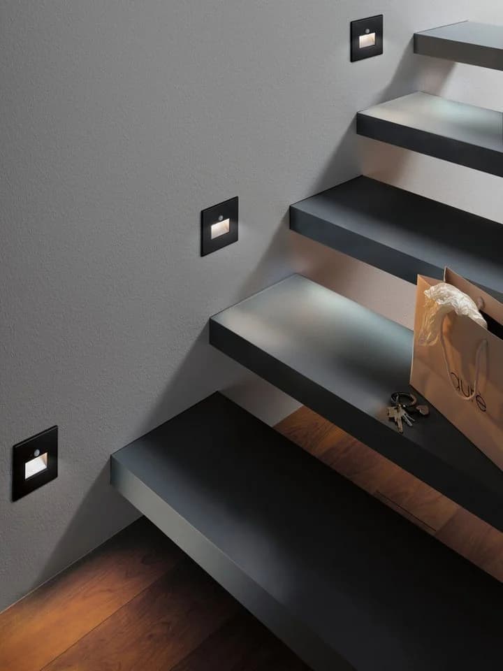 PAULMANN LED Wandeinbauleuchte Edge Quadro Schwarz mit Bewegungsmelder