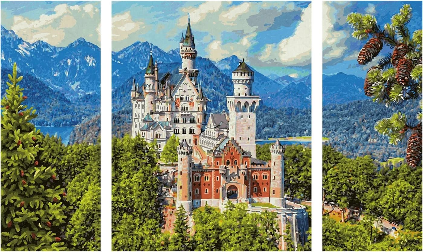 Schipper Malen nach Zahlen Triptychon Schloss Neuschwanstein Bunt