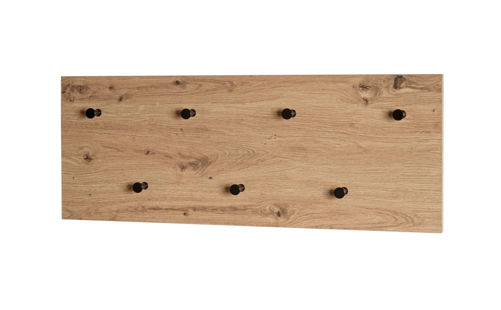 HAKU Wandgarderobe Eiche Dekor mit schwarzen Metallhaken