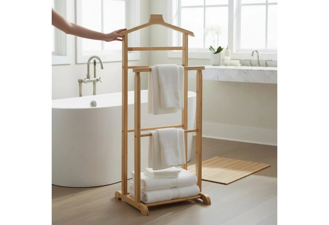 HAKU Herrendiener Massivholz Klassisch Beige