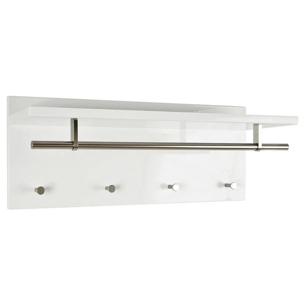 Carryhome Wandgarderobe Weiß Grau mit Haken und Hutablage