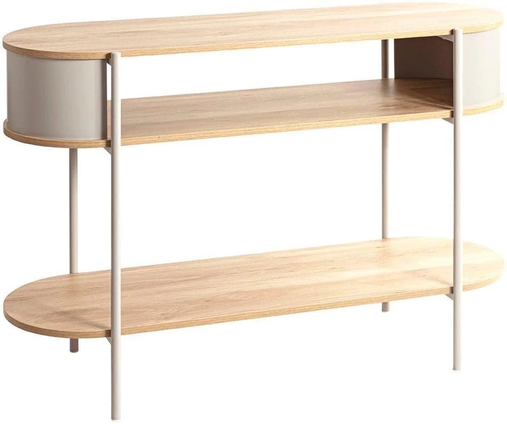 HAKU Konsolentisch Oval Braun Grau Melaminharzbeschichtet