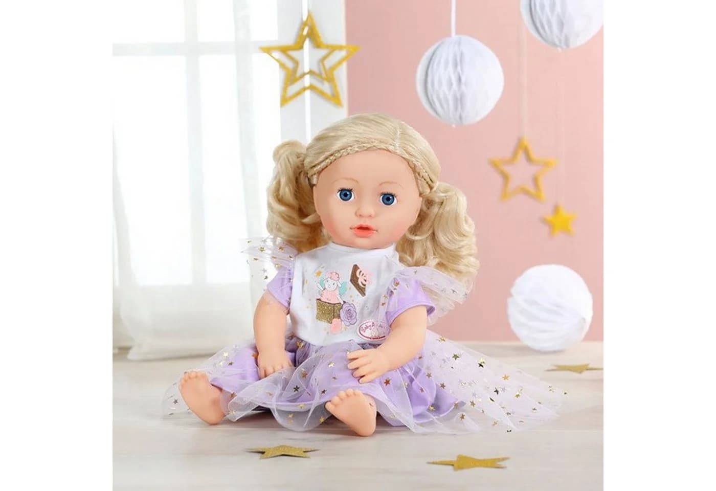 Zapf Creation Baby Annabell Kleid Tutu Lila mit goldenen Sternen 43cm