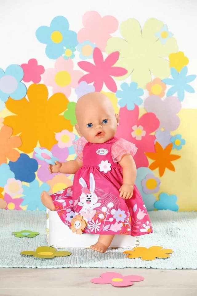 Baby Born Puppenkleid Blümchen Rosa 43 cm mit Kleiderbügel