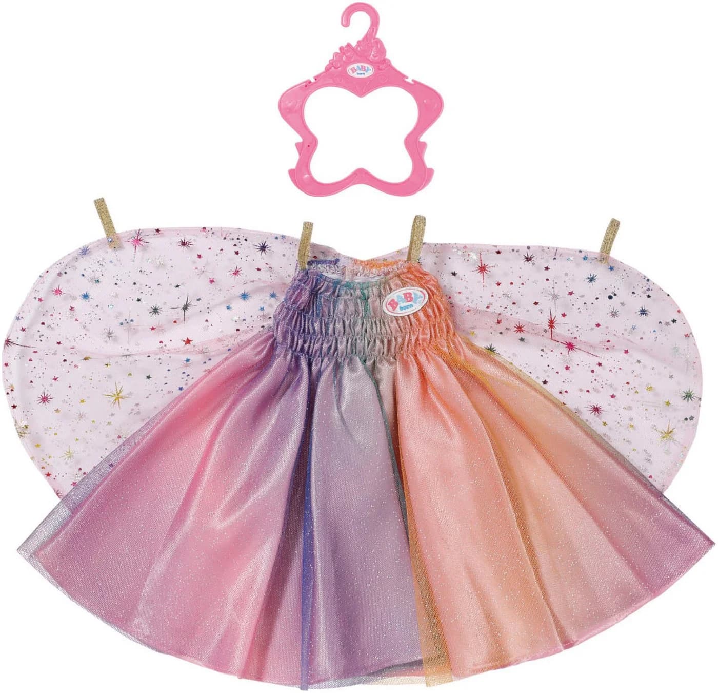 Baby Born Puppenkleidung Regenbogen Kleid 43 cm mit Flügeln