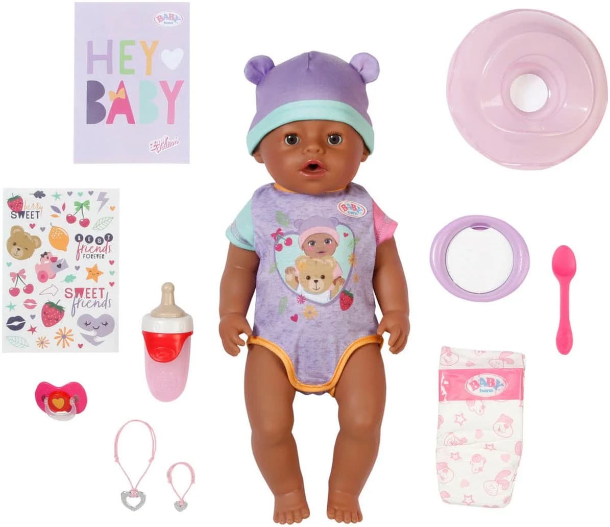 BABY BORN Babypuppe Eva 43 cm mit Magic Schnuller und 10 Accessoires