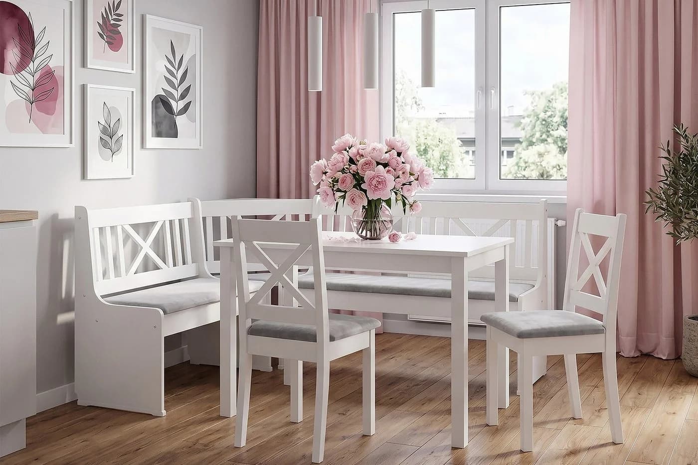 KONSIMO® Eckbankgruppe CULIO Küchenbank, Sitzgruppe, Massives Erlenholz, Landhaus