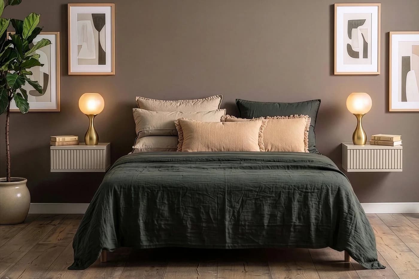 KONSIMO® Nachttisch RECTUS II Hängend 2er-Set Beige Push-to-Open