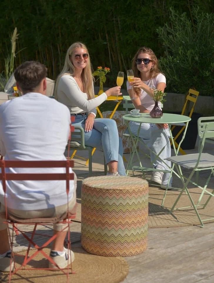H.O.C.K. Maribel Outdoor Hocker Pouf Rund Mit Keder Ø45x45cm Multi