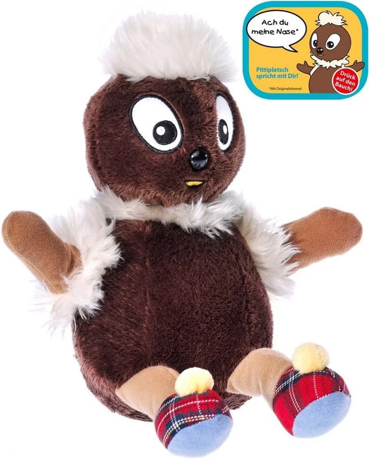 Heunec Kuscheltier Sandmann Pittiplatsch 30cm mit Sound Funktion Braun