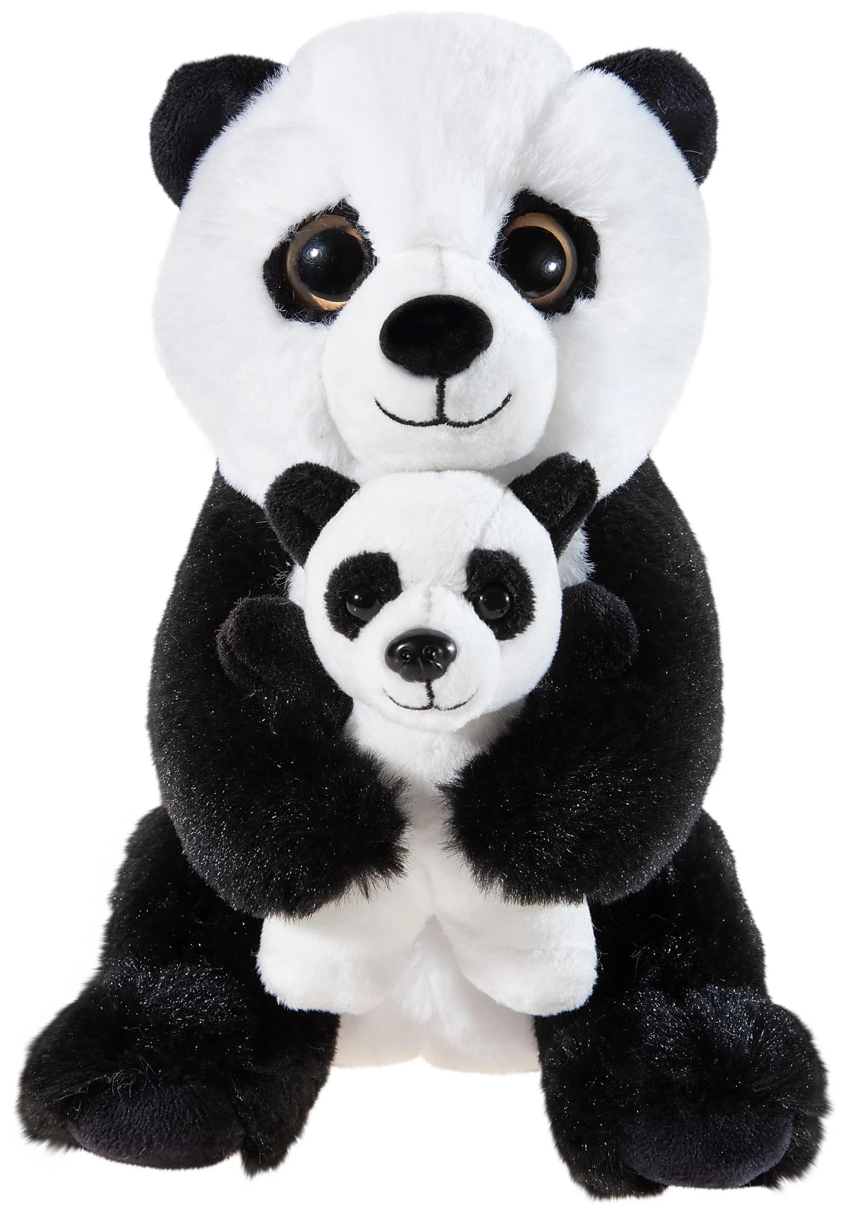 HEUNEC Kuscheltier Panda mit Baby 25 cm Schwarz-Weiß Plüsch