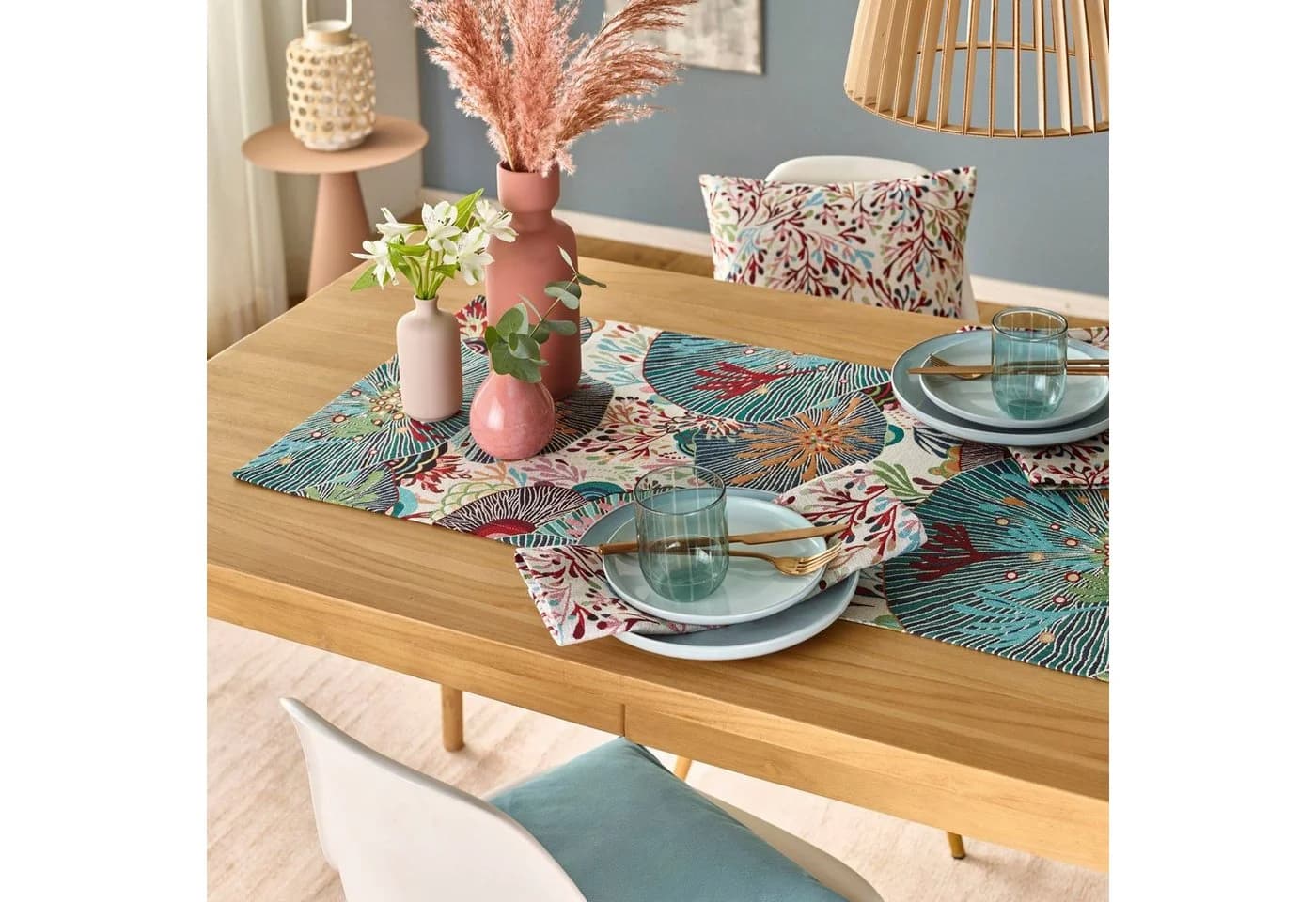 Sander table + home Tischläufer Sea Flowers Jacquard Bunt