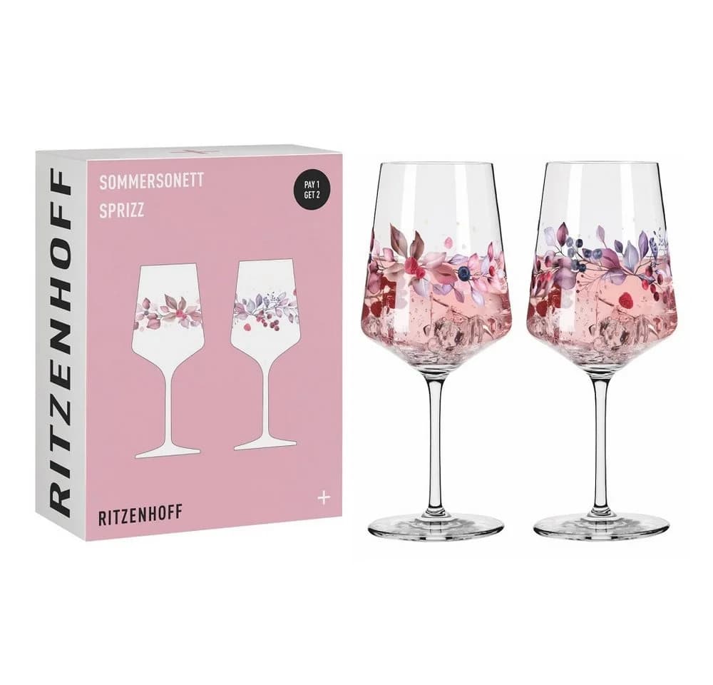 Ritzenhoff Spritzerglas Sommersonett 2-teilig 544 ml Lila/Rot/Pink
