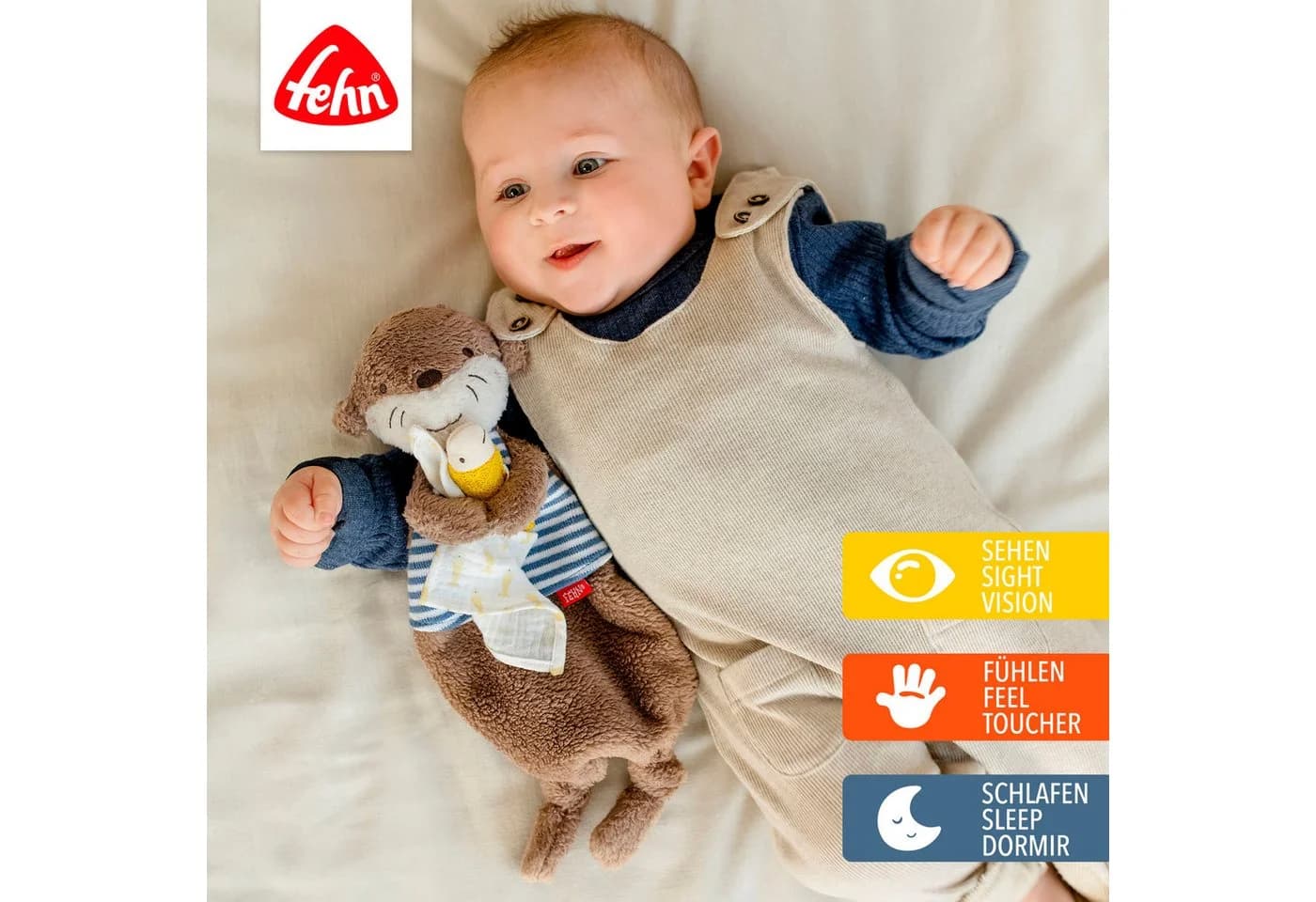 FEHN Schmusetuch Otter Theo Baby Braun Musselin Plüsch
