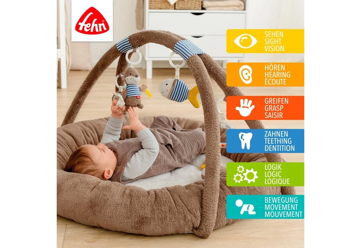 Baby Gym FEHN Otter Theo 3-D-Activity-Nest Braun/Sand