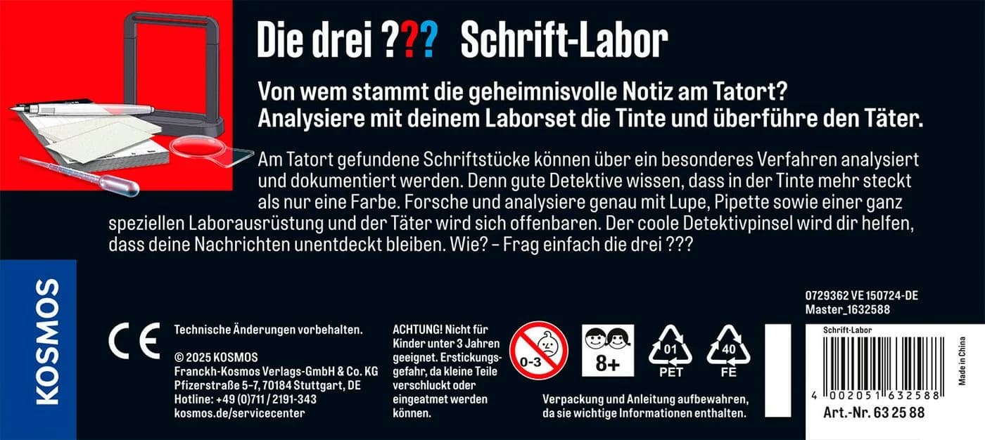 Kosmos Experimentierkasten Die drei ??? Schrift-Labor Detektiv-Set