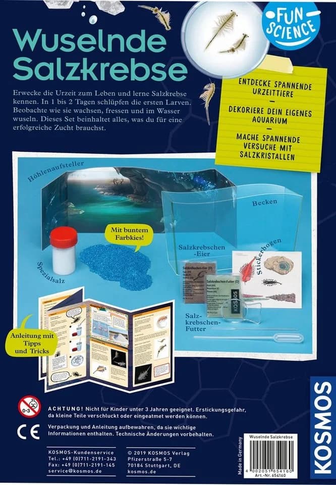 Kosmos Experimentierkasten Fun Science Wuselnde Salzkrebse Made in Germany