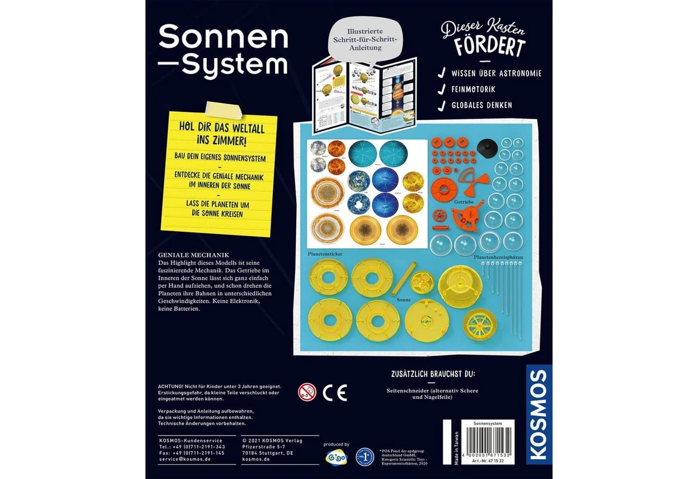 Kosmos Sonnensystem Lernspielzeug mit Aufziehmotor 35 cm