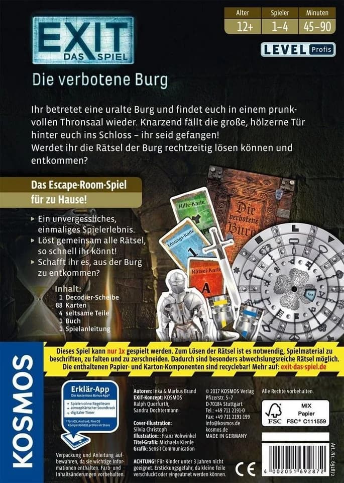 Kosmos EXIT Spiel Die verbotene Burg Rätselspiel Bunt