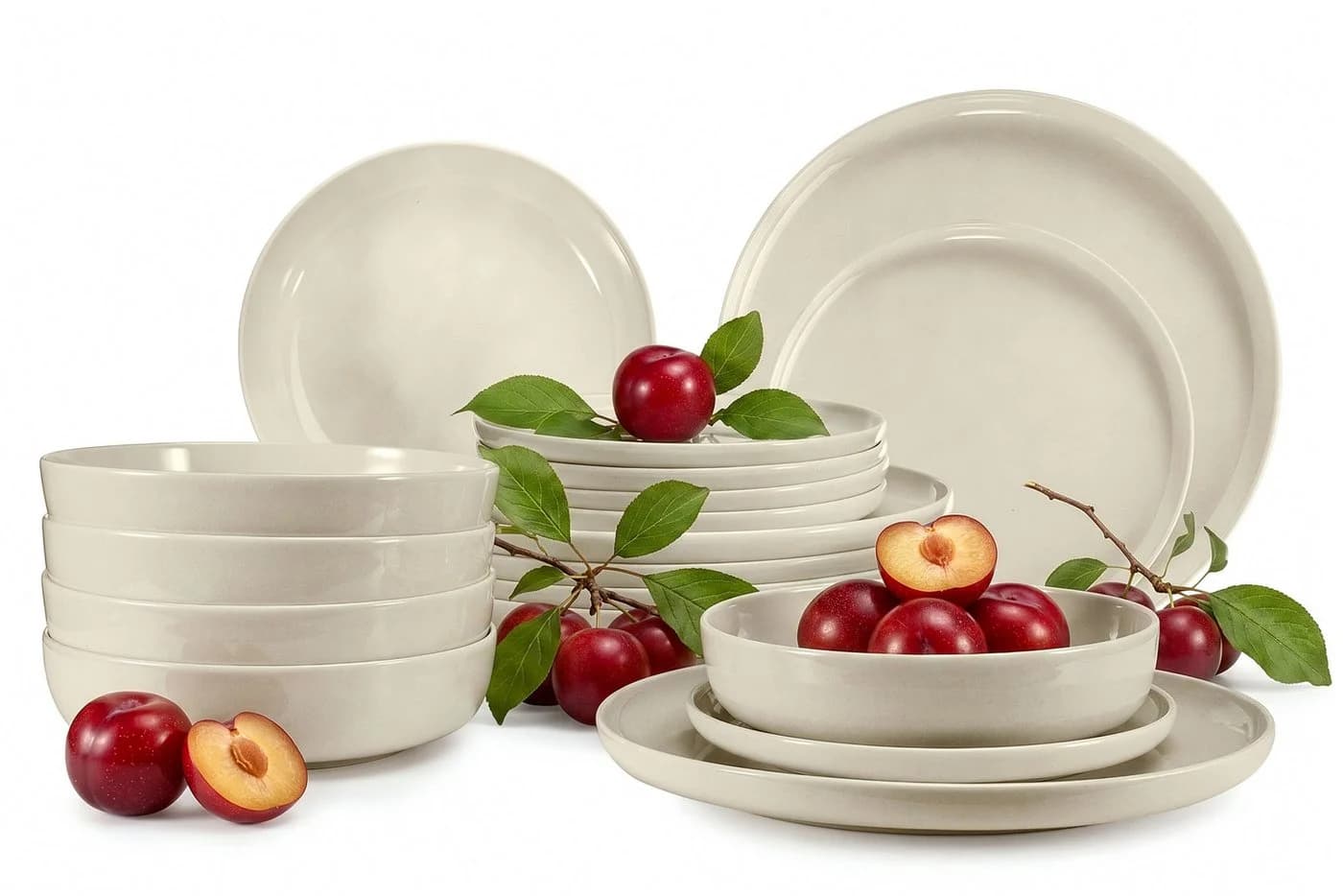 KONSIMO® Tafelservice VICTO 18-tlg. Steingut Beige Glänzend