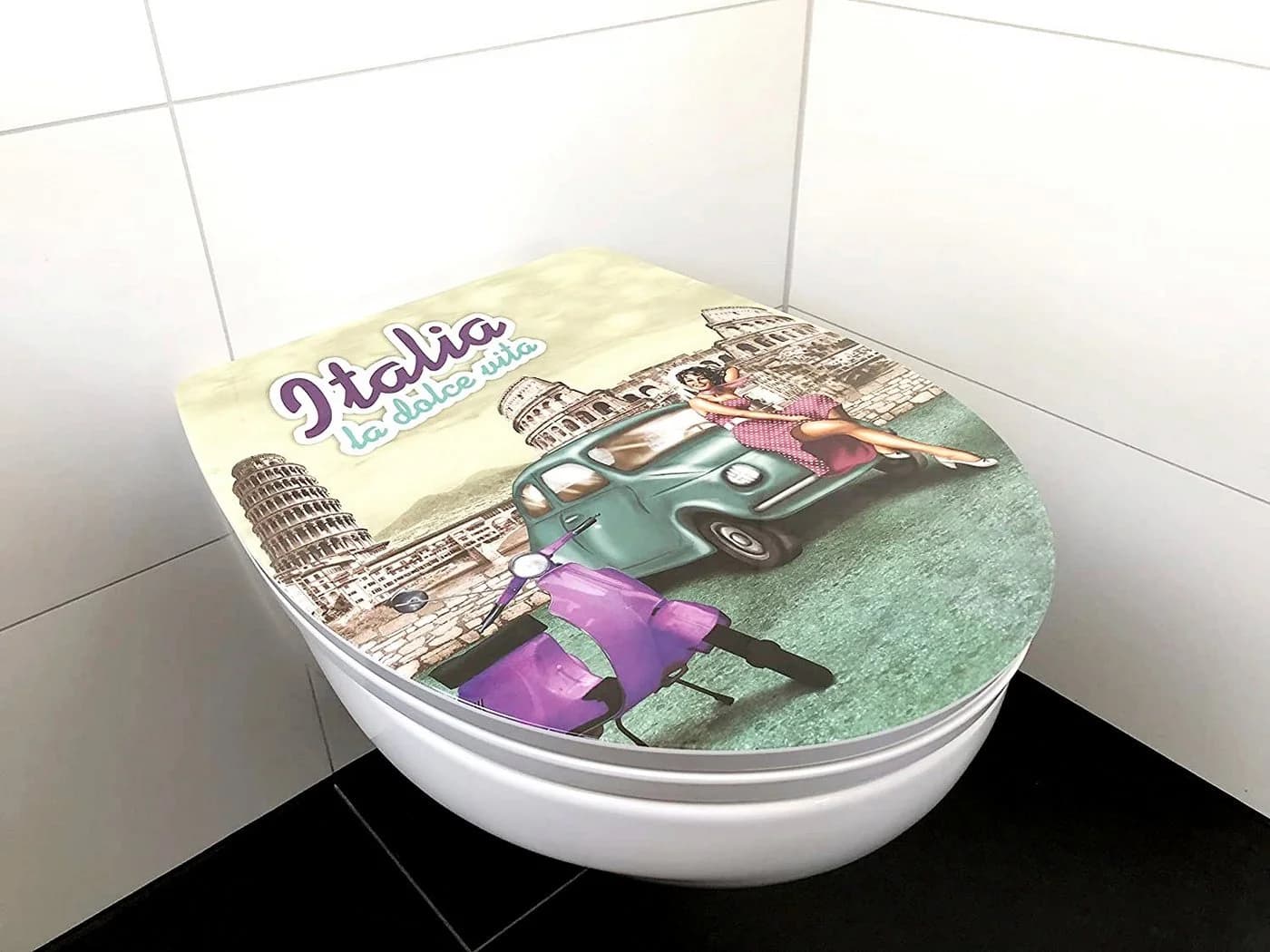 ADOB WC-Sitz Italia la dolce vita Bunt Grau mit Absenkautomatik