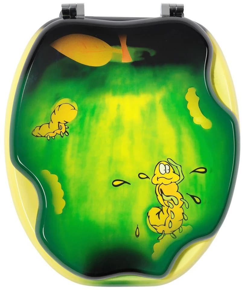ADOB WC-Sitz Apple Bunt Oval mit Wurm-Motiv