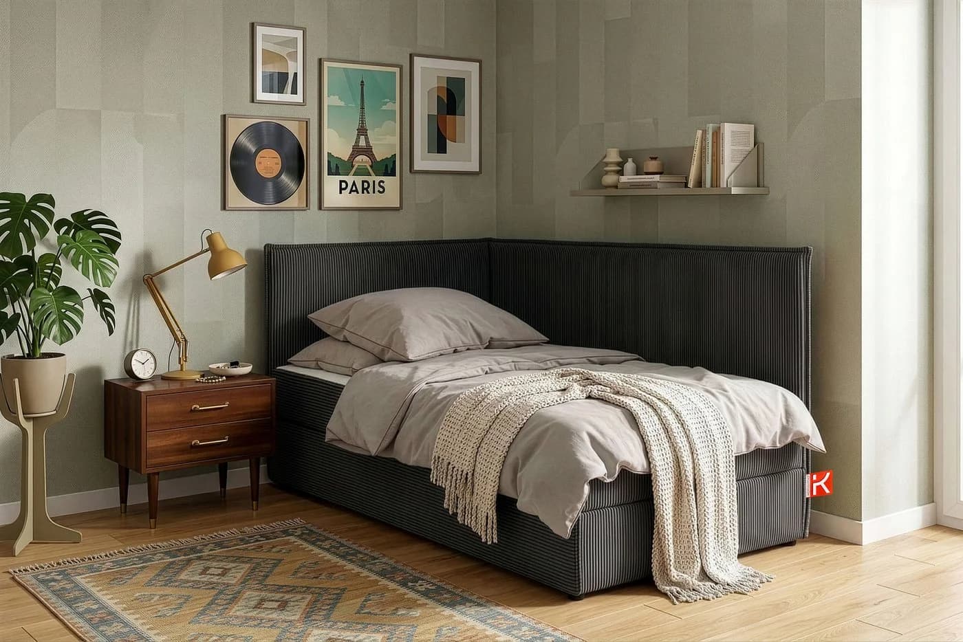 KONSIMO Boxspringbett ROTI Grau mit Bettkasten