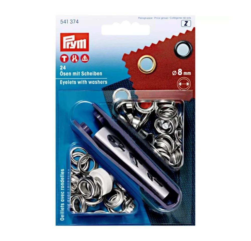 Prym Gardinenring Ösen mit Scheiben 8mm Messing silberfarben