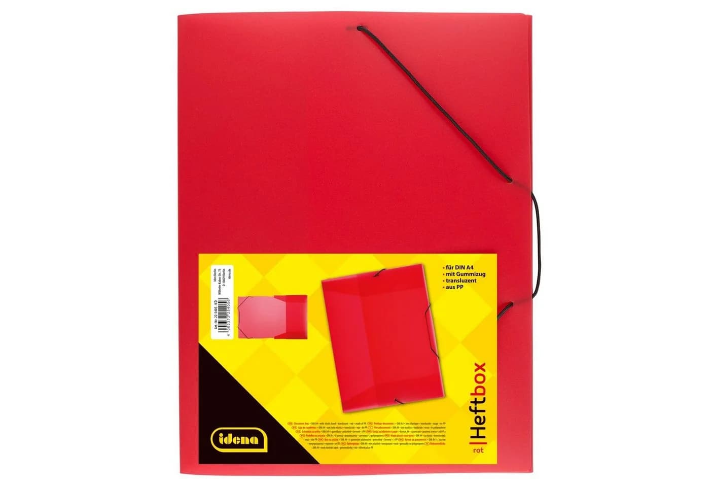 Idena Heftbox Gummizug PP transluzent rot DIN A4