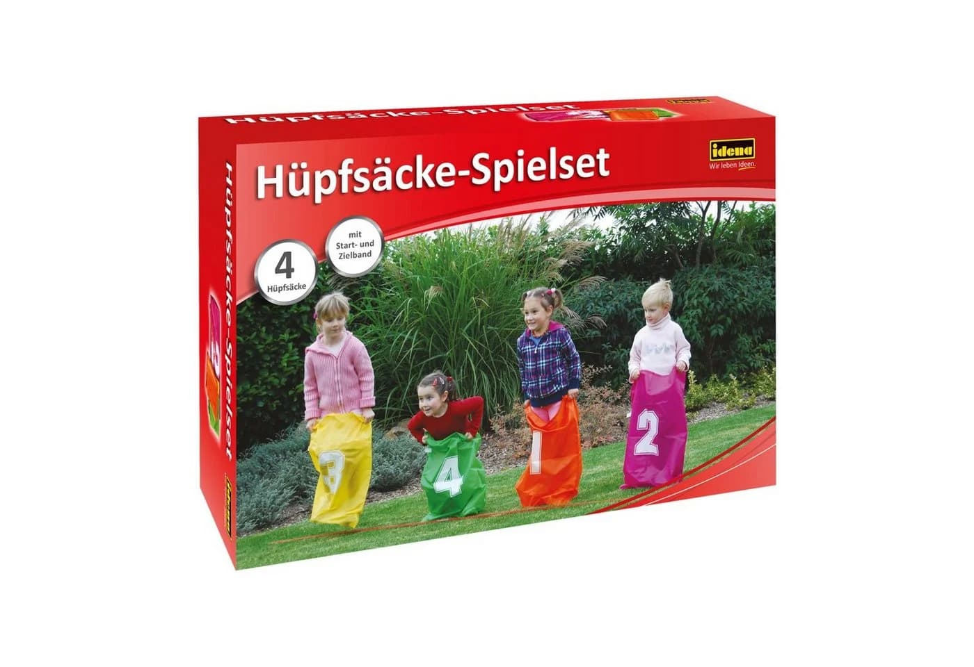 Idena Hüpfsäcke Spielset mit 4 Säcken, Startband & Heringen