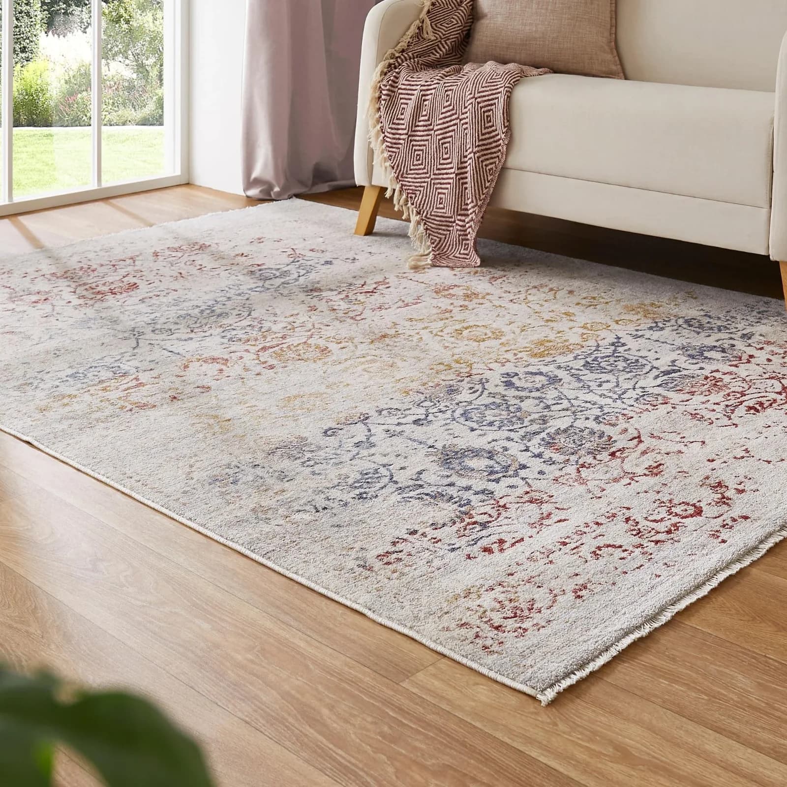LUXOR LIVING Teppich Rocco Vintage-Look Creme Multi Polyester