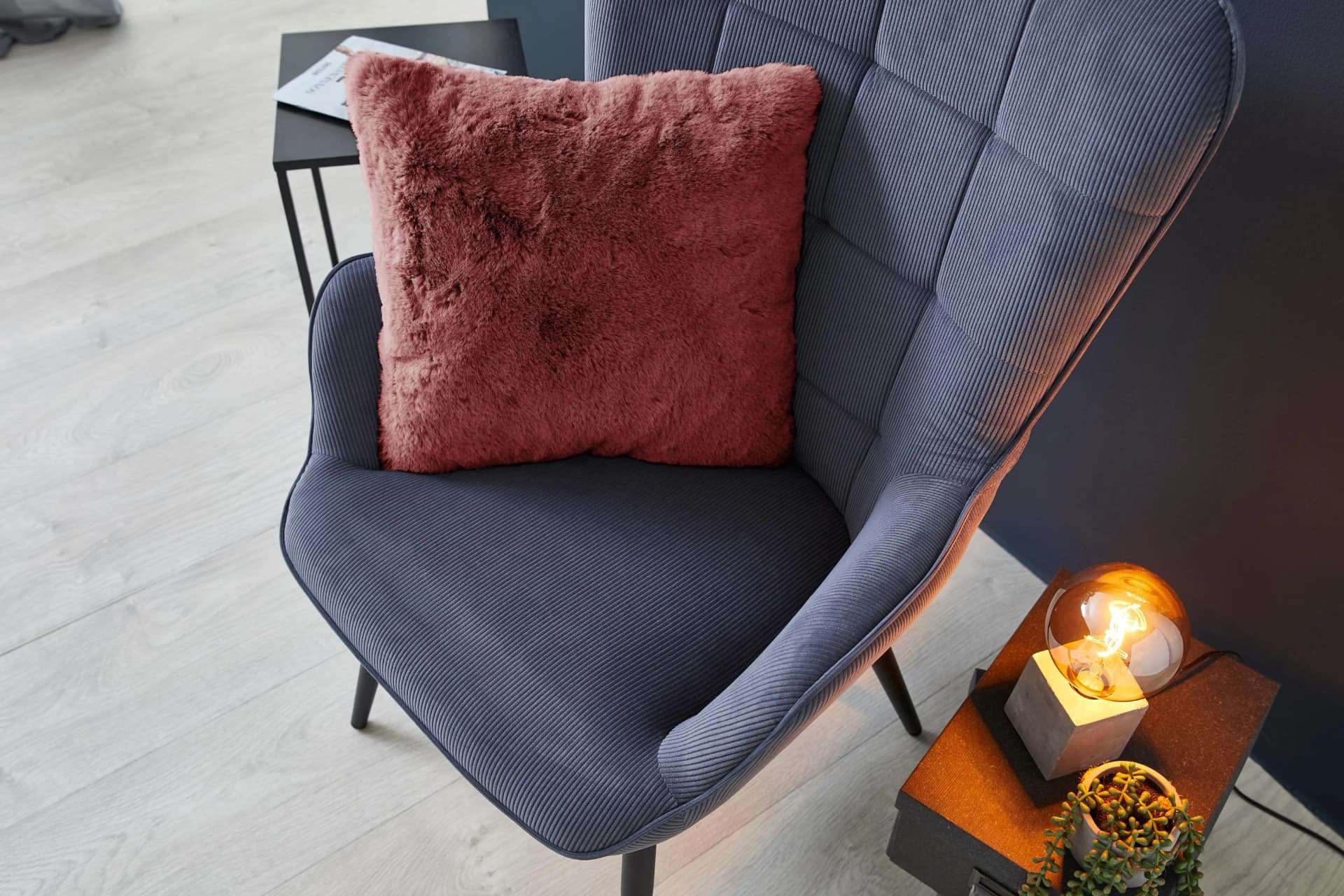 LUXOR LIVING Fellkissen Novara Bordeaux Kunstfell Eckig 40x40 cm